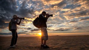 Photographers at sunrise